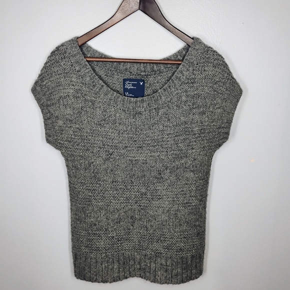American Eagle Mohair Wool Blend Y2K Sweater Top Womens Large Gray Bella Swan - Picture 10 of 10